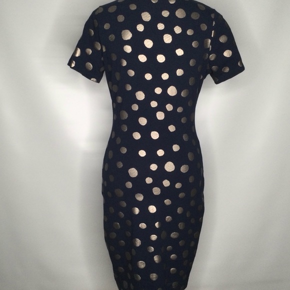 French Connection Navy and Gold Polka Dot Dress - Picture 6 of 11